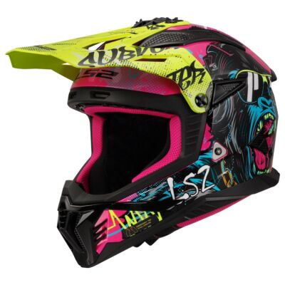 LS2 MX708 FAST II-06 GORILLA off-road helma matná fialová/H-V-žlutá vel.3XL